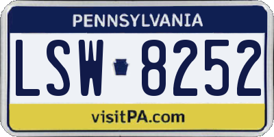 PA license plate LSW8252