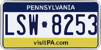 PA license plate LSW8253
