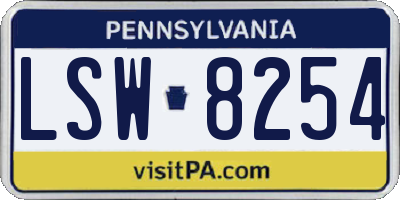 PA license plate LSW8254