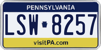 PA license plate LSW8257