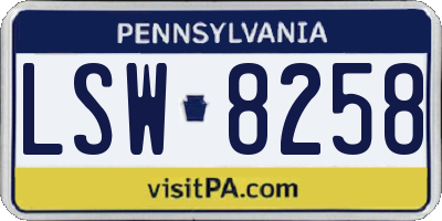 PA license plate LSW8258
