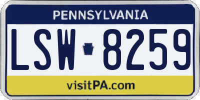 PA license plate LSW8259