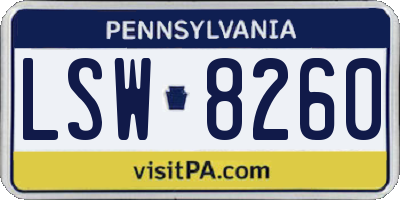 PA license plate LSW8260