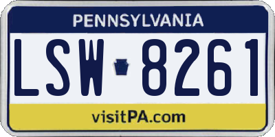 PA license plate LSW8261