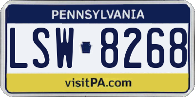 PA license plate LSW8268