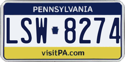 PA license plate LSW8274