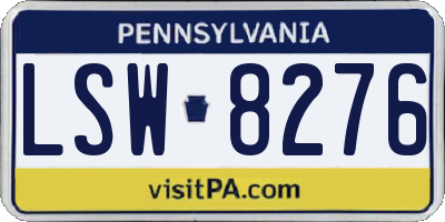 PA license plate LSW8276