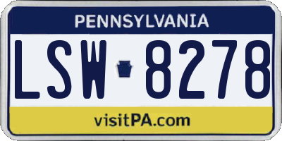 PA license plate LSW8278