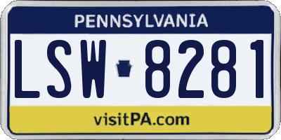 PA license plate LSW8281
