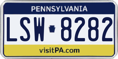 PA license plate LSW8282