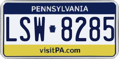 PA license plate LSW8285