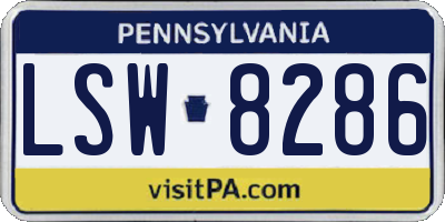 PA license plate LSW8286