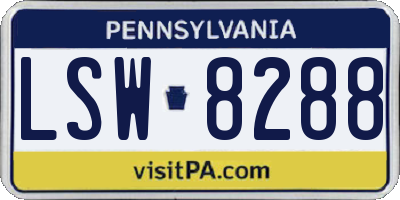 PA license plate LSW8288