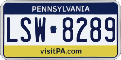 PA license plate LSW8289