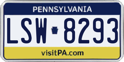 PA license plate LSW8293