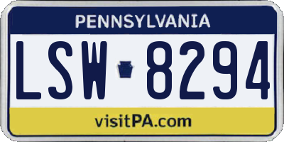 PA license plate LSW8294