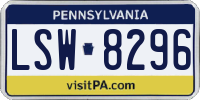 PA license plate LSW8296