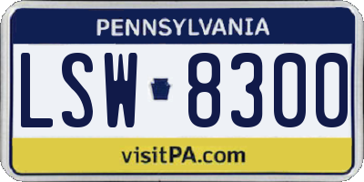 PA license plate LSW8300