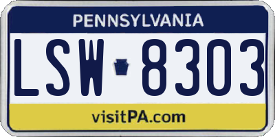 PA license plate LSW8303