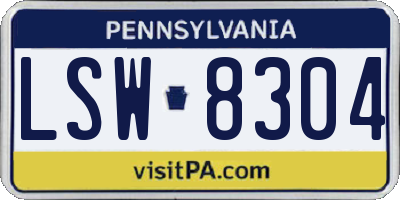 PA license plate LSW8304