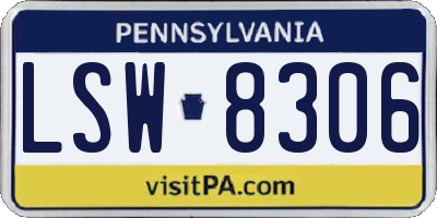 PA license plate LSW8306