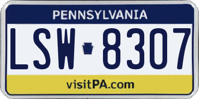 PA license plate LSW8307