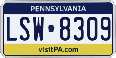 PA license plate LSW8309