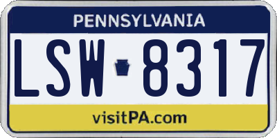 PA license plate LSW8317