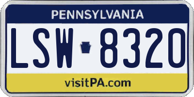 PA license plate LSW8320