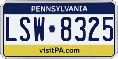 PA license plate LSW8325