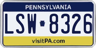 PA license plate LSW8326