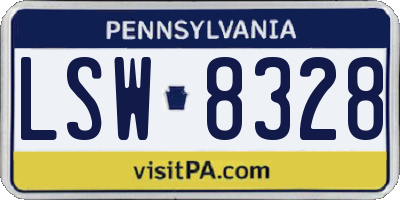 PA license plate LSW8328