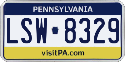 PA license plate LSW8329