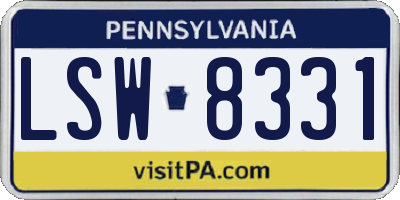 PA license plate LSW8331