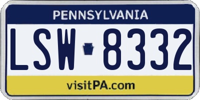 PA license plate LSW8332
