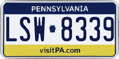 PA license plate LSW8339