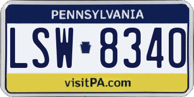 PA license plate LSW8340