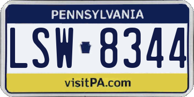 PA license plate LSW8344