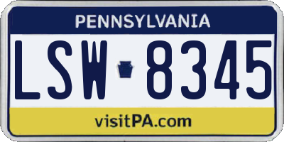 PA license plate LSW8345