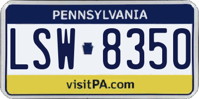 PA license plate LSW8350