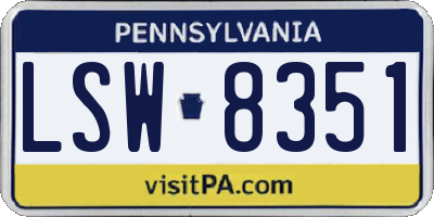 PA license plate LSW8351