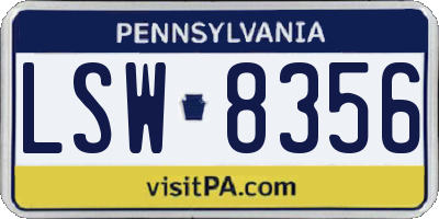 PA license plate LSW8356