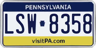PA license plate LSW8358