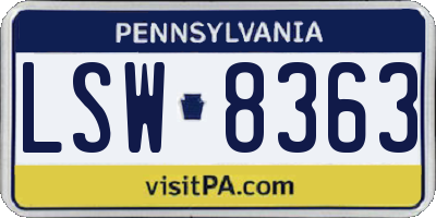 PA license plate LSW8363