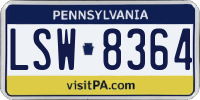 PA license plate LSW8364
