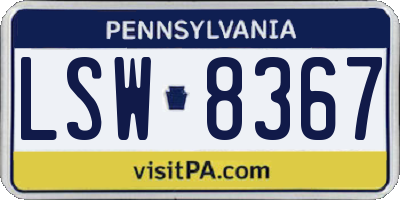 PA license plate LSW8367