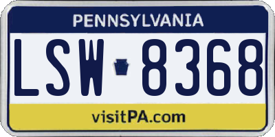PA license plate LSW8368
