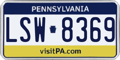 PA license plate LSW8369