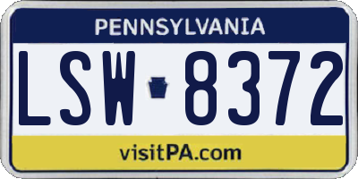 PA license plate LSW8372