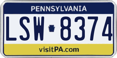 PA license plate LSW8374